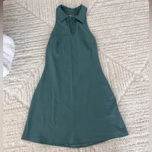 Green razor back collared tennis dress